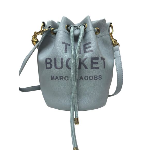 Marc Jacobs The Bucket Small Blue Leather Drawstring Crossbody Bag